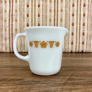 Vintage Pyrex Butterfly Gold Covered Creamer with D Handle, 6 Ounce Creamer